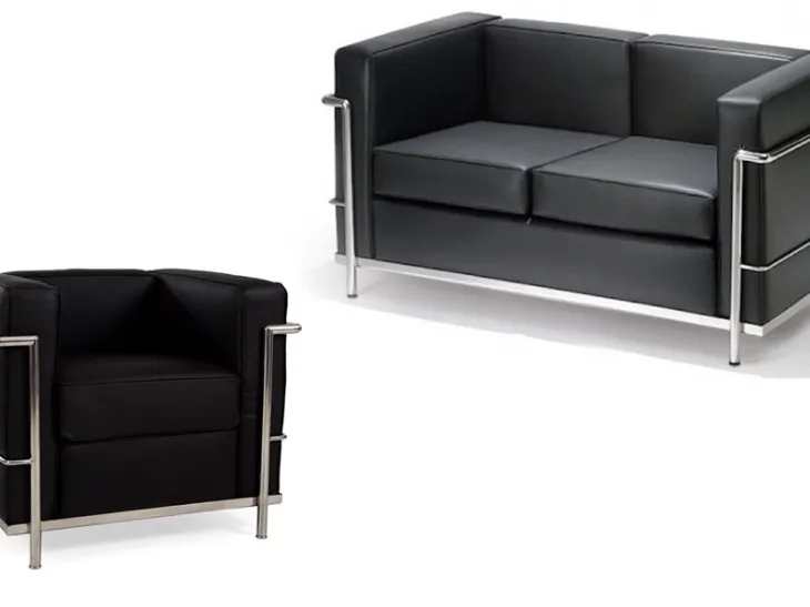 Lineares Sofa LC2 aus Leder und Metall von Alivar